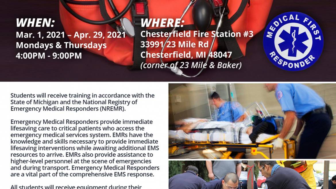 Medical First Responder Class – Mar. 1st thru Apr. 29th