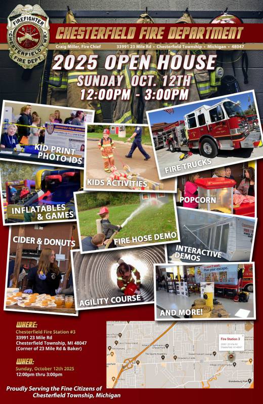 2025 Chesterfield Fire Dept. Open House – Sunday Oct. 12th