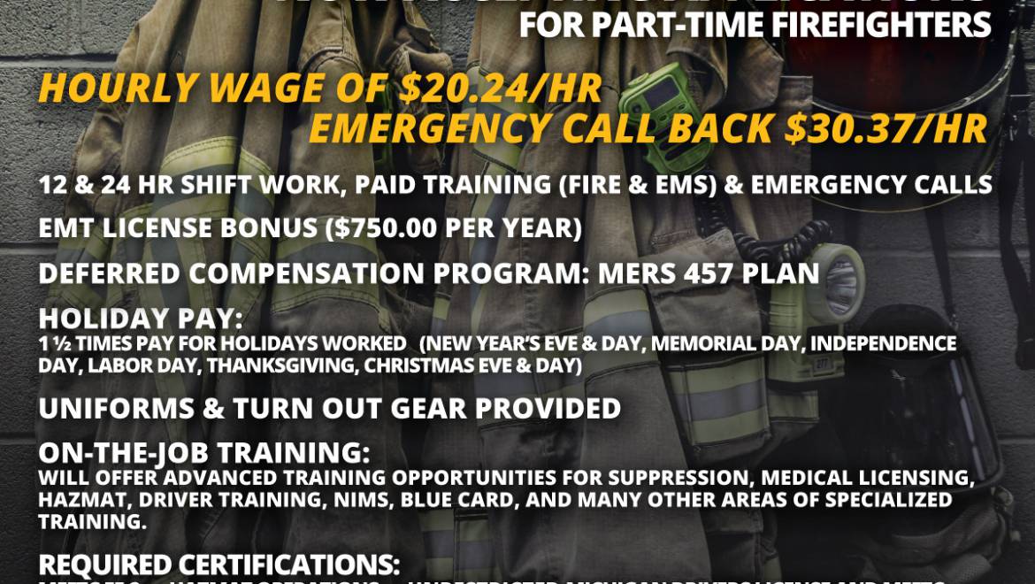 Accepting Applications for Part-Time Firefighters