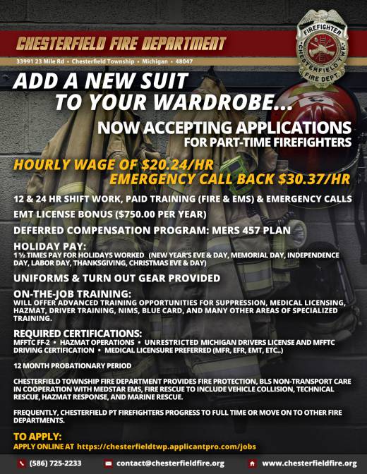 Accepting Applications for Part-Time Firefighters