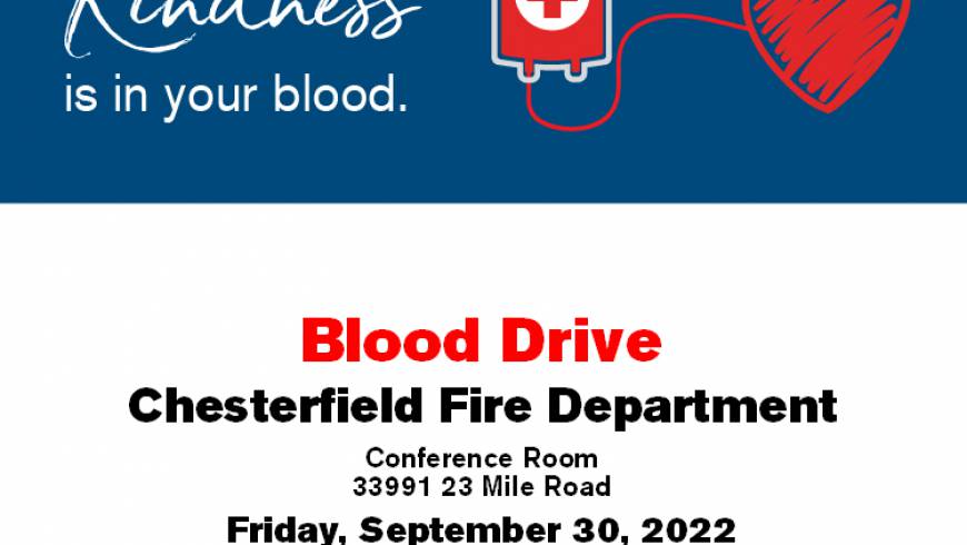 Fall Blood Drive – Fri. Sept. 30th 1PM-7PM