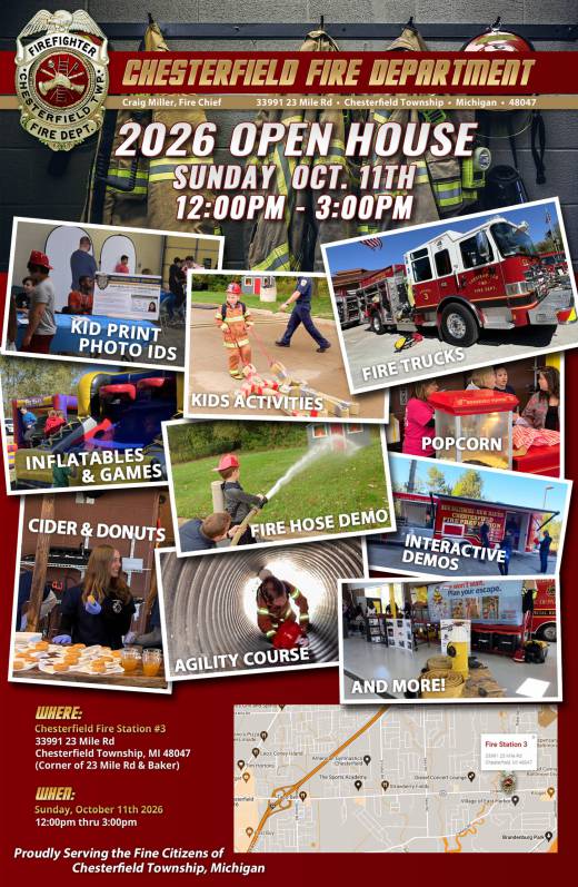2026 Chesterfield Fire Dept. Open House – Sunday Oct. 11th