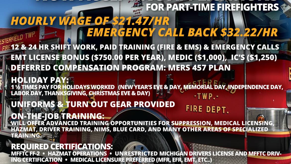 Accepting Applications for Part-Time Firefighters