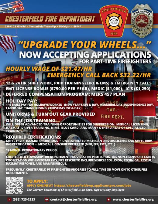 Accepting Applications for Part-Time Firefighters